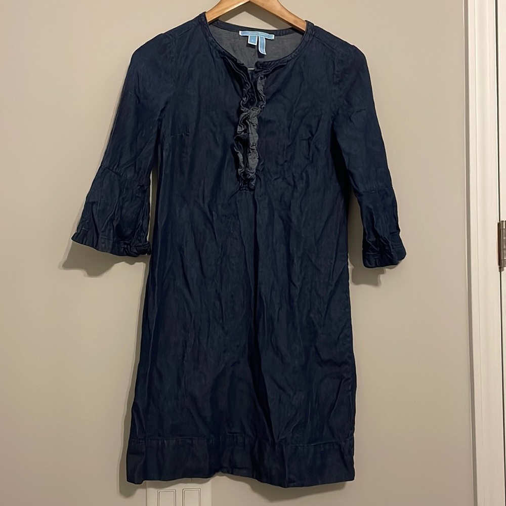 Draper James Dark Wash Denim Dress Sz 0 EUC
